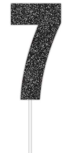 Black Glitter Cake Topper - No 7